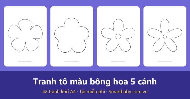 Tranh tô màu bông hoa 5 cánh: 42 mẫu đơn giản, dễ đếm cánh