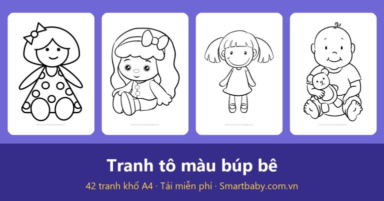 Tranh tô màu búp bê: 42 mẫu búp bê xinh xắn cho bé gái