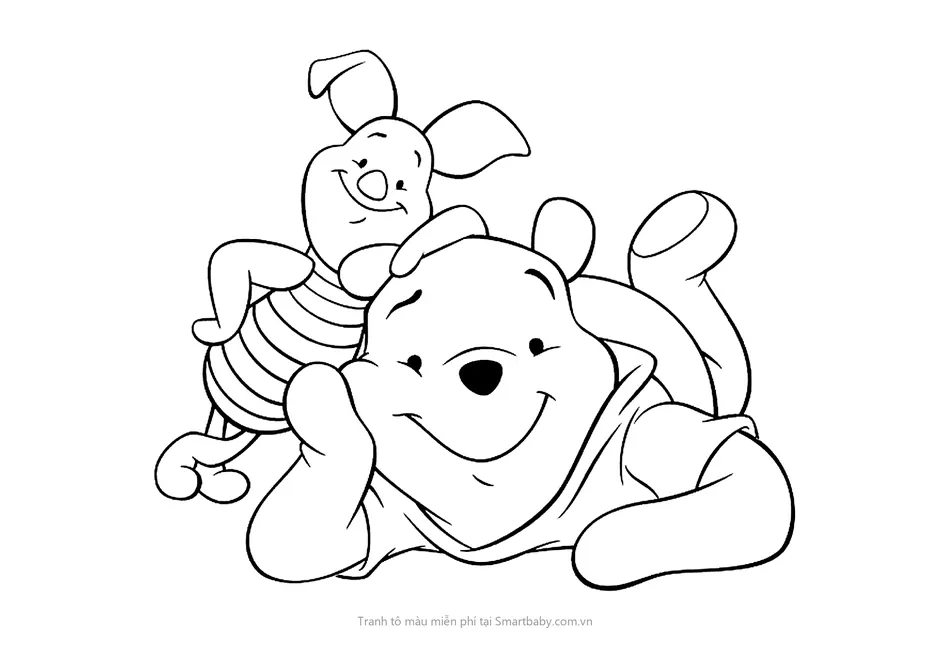 Tranh tô màu cho bé 2 tuổi – gấu Pooh và heo Piglet