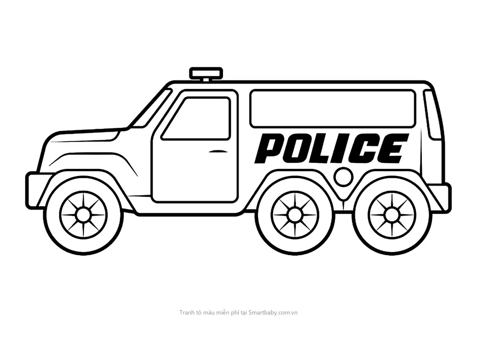 Tranh tô màu cho bé 2 tuổi – xe cảnh sát chữ Police