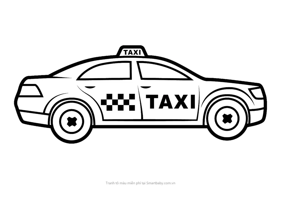 Tranh tô màu cho bé 4 tuổi – xe taxi ô vuông