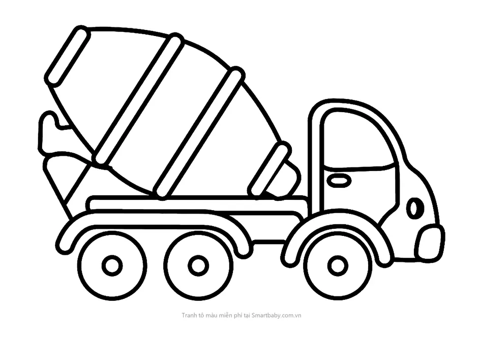 Tranh tô màu cho bé 4 tuổi – xe trộn bê tông