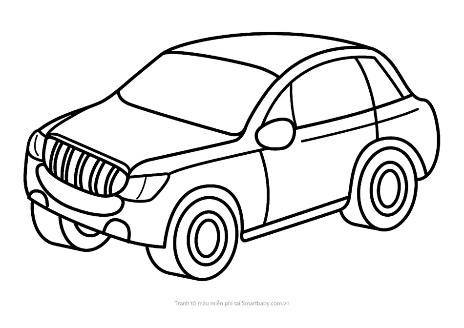 Tranh tô màu cho bé 4 tuổi – xe SUV năm cửa