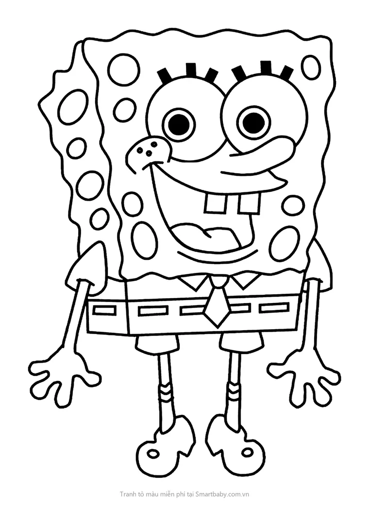 Tranh tô màu cho bé 4 tuổi – SpongeBob cười toe