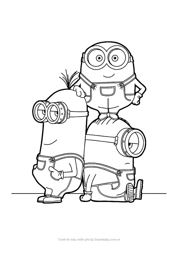 Tranh tô màu cho bé 4 tuổi – ba chú Minions