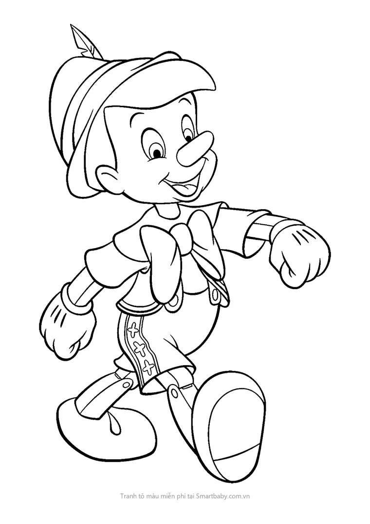 Tranh tô màu cho bé 4 tuổi – Pinocchio mũi dài