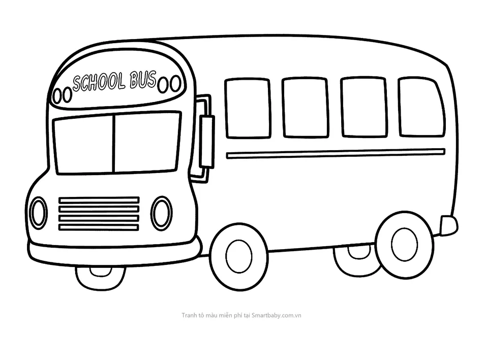 Tranh tô màu cho bé – xe buýt trường học School Bus