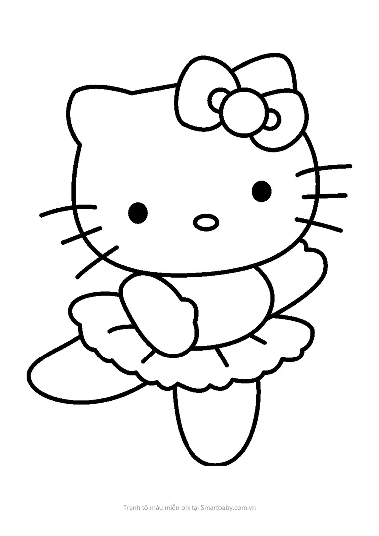 Tranh tô màu cho bé – Hello Kitty múa ba lê