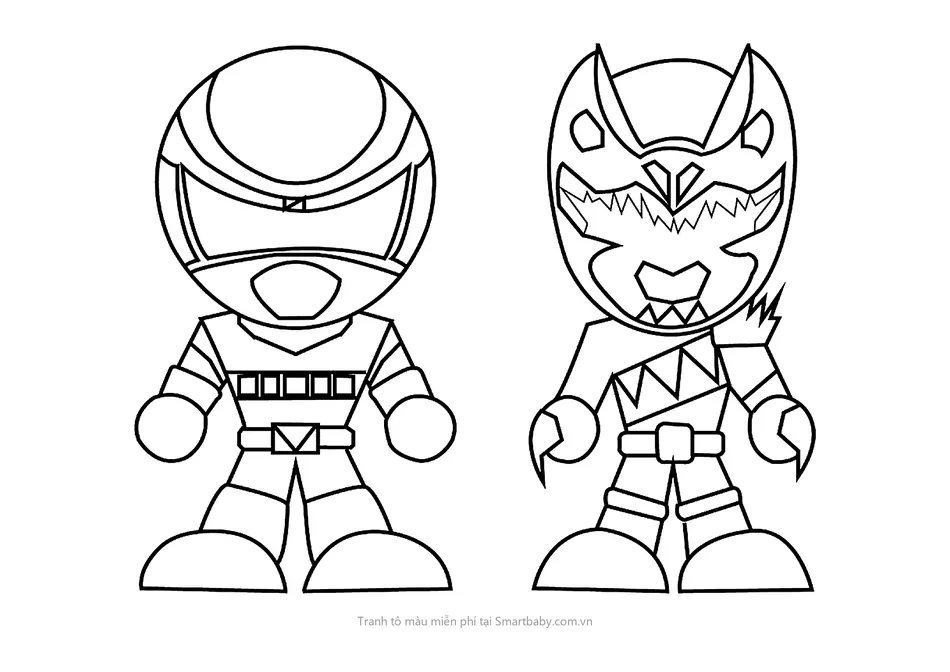 Tranh tô màu cho bé – hai siêu nhân chibi