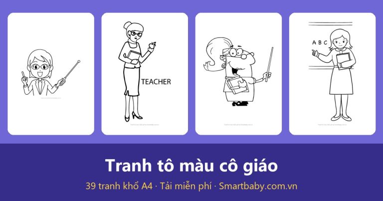 Tranh tô màu cô giáo: 39 mẫu cô và trò, thiệp tặng cô 20/11