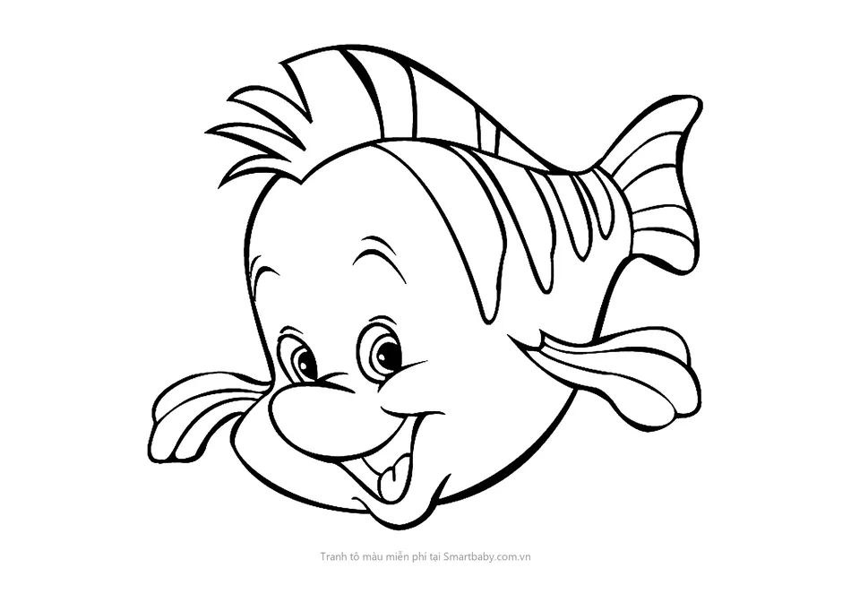 Tranh tô màu con cá – cá Flounder mũi to