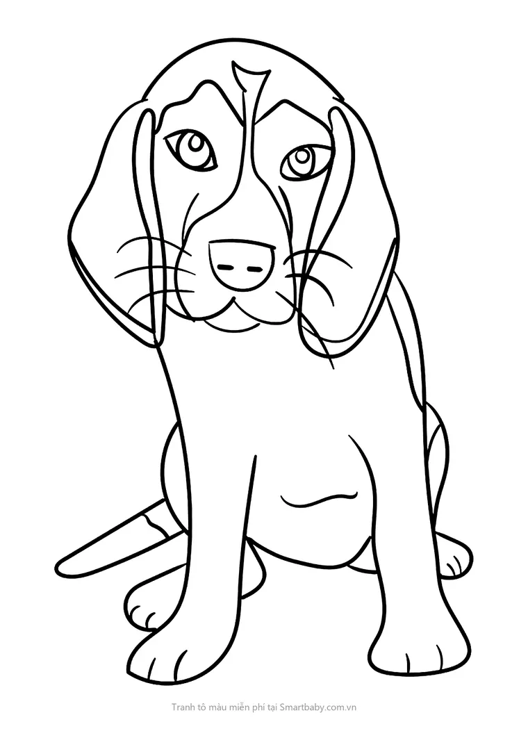 Tranh tô màu con chó – chó beagle tai cụp