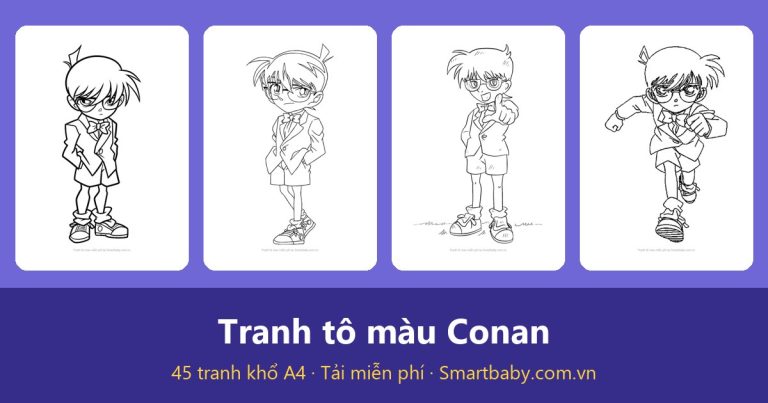 Tranh tô màu Conan: 45 mẫu thám tử lừng danh cho bé lớn
