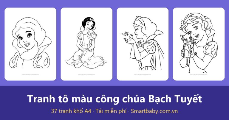 Tranh tô màu công chúa Bạch Tuyết: 37 mẫu cùng bảy chú lùn