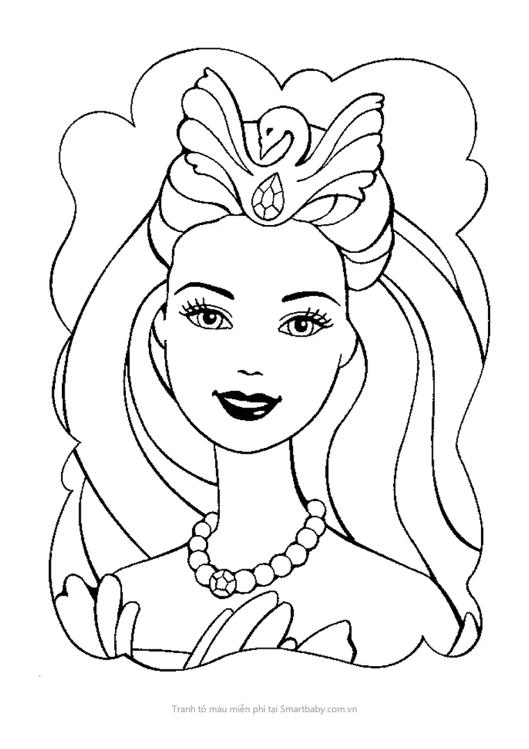 Tranh tô màu công chúa Barbie – chân dung đội vương miện thiên nga