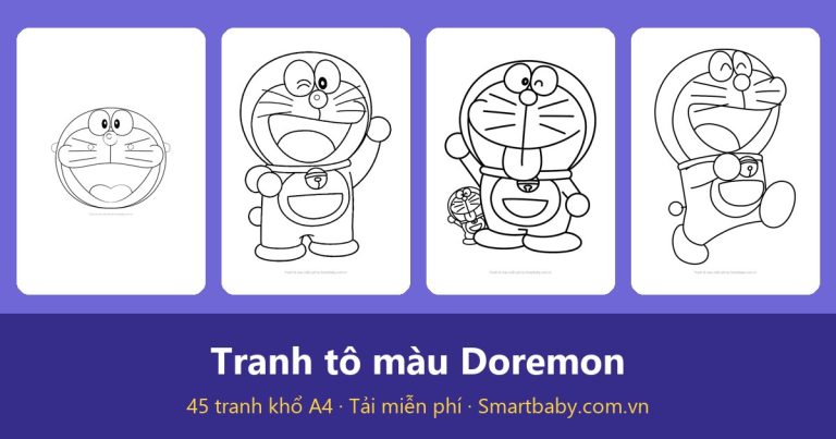 Tranh tô màu Doremon: 45 mẫu Doraemon, Dorami và nhóm bạn
