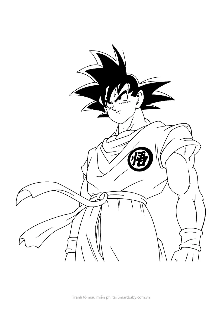 Tranh tô màu Goku – Goku võ phục in chữ Ngộ