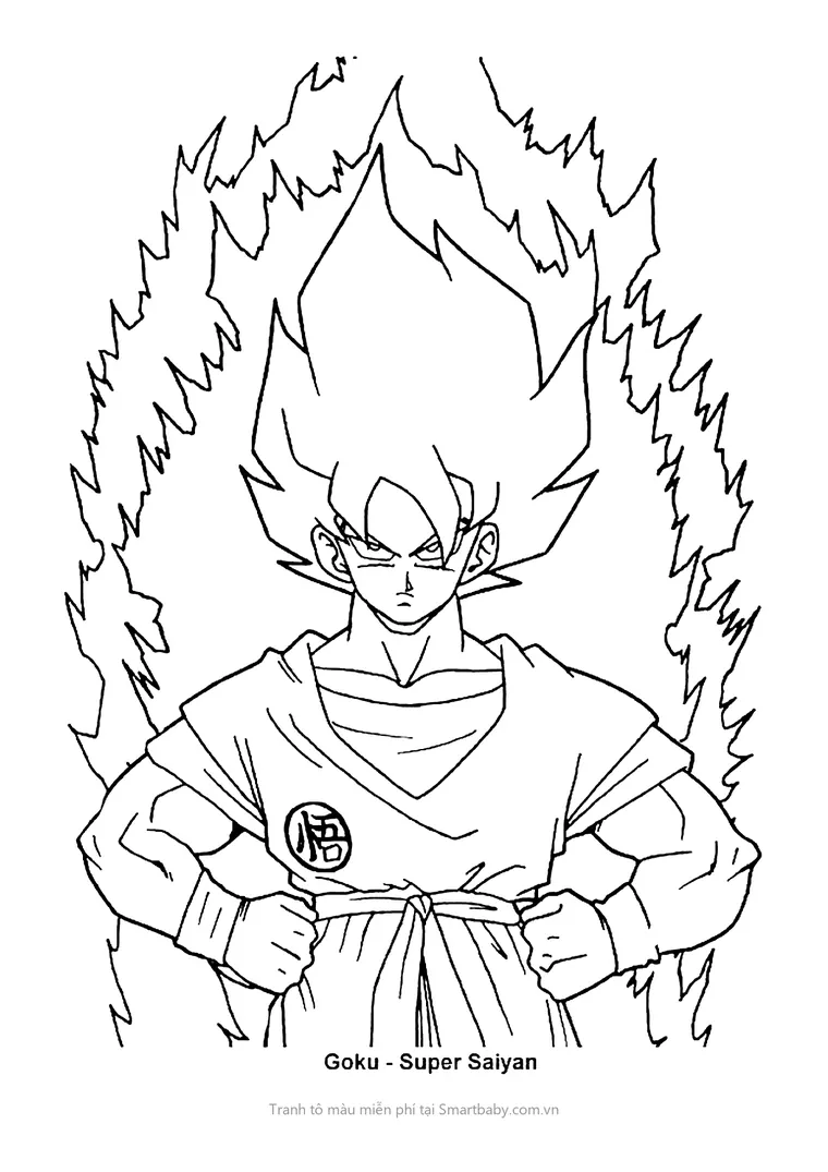 Tranh tô màu Goku – Goku Super Saiyan tỏa hào quang