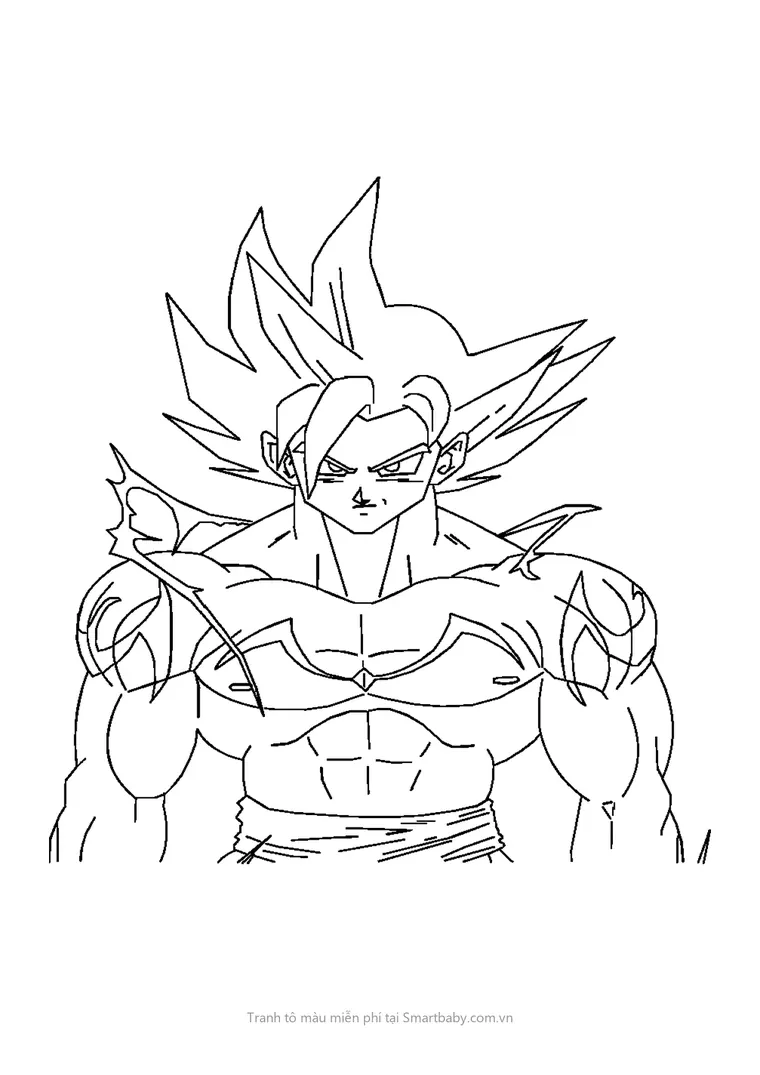 Tranh tô màu Goku – Goku Super Saiyan áo rách sau trận đấu