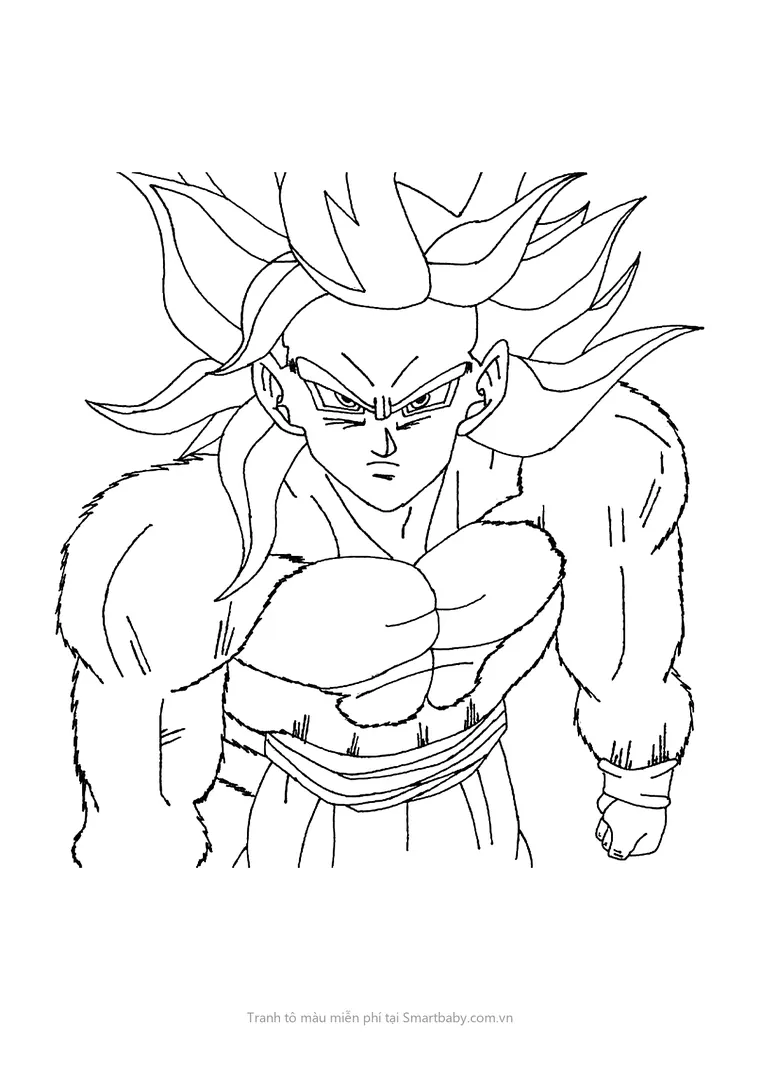 Tranh tô màu Goku – Goku Super Saiyan 4 thân phủ lông