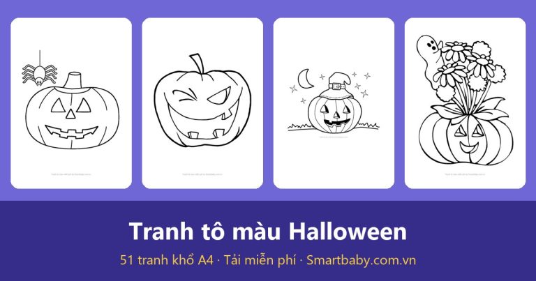 Tranh tô màu Halloween: 51 mẫu bí ngô, ma vui nhộn cho bé