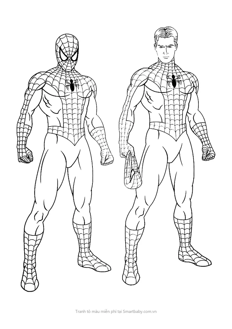 Tranh tô màu Người Nhện – Người Nhện và Peter Parker