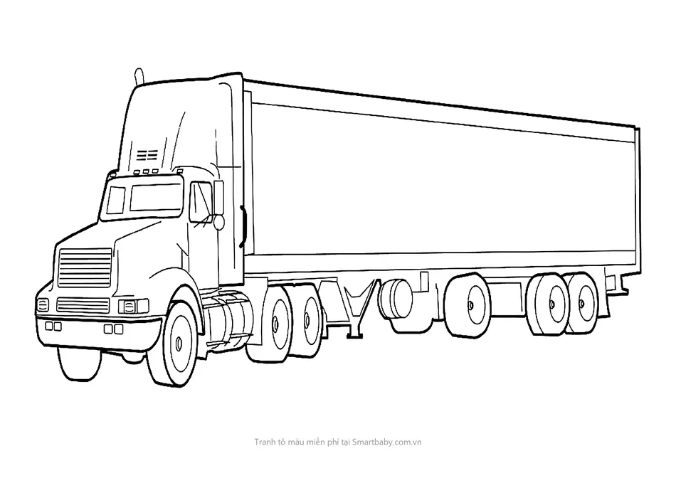 Tranh tô màu phương tiện giao thông – xe đầu kéo container