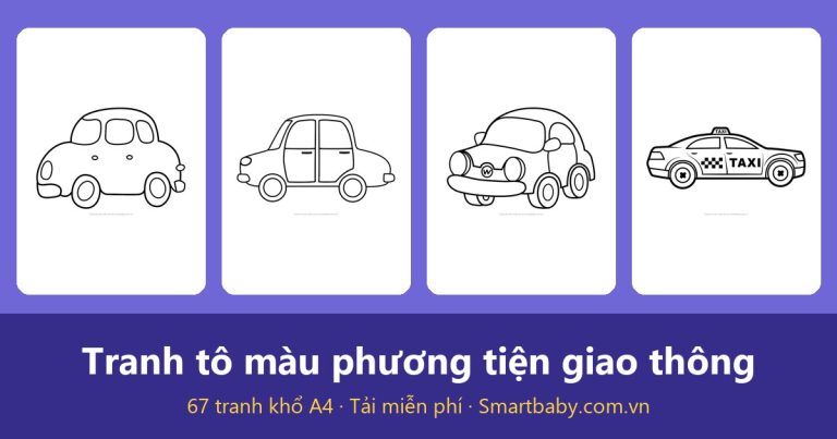 Tranh tô màu phương tiện giao thông: 67 mẫu xe, tàu, máy bay