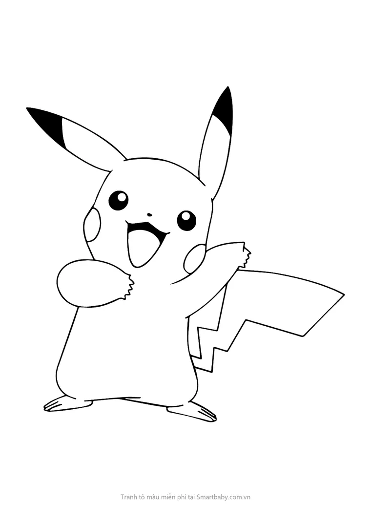 Tranh tô màu Pikachu – Pikachu vẫy tay chào