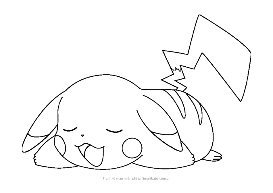 Tranh tô màu Pikachu – Pikachu nằm ngủ say