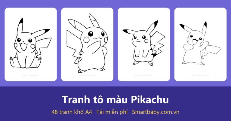Tranh tô màu Pikachu: 48 mẫu Pikachu và bạn Pokémon cho bé