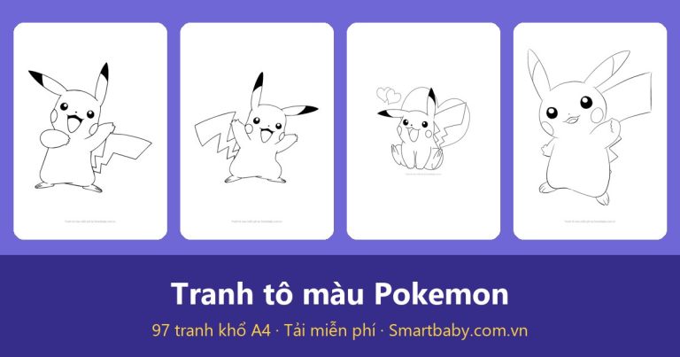 Tranh tô màu Pokemon: 97 mẫu Pikachu, Eevee và bạn bè