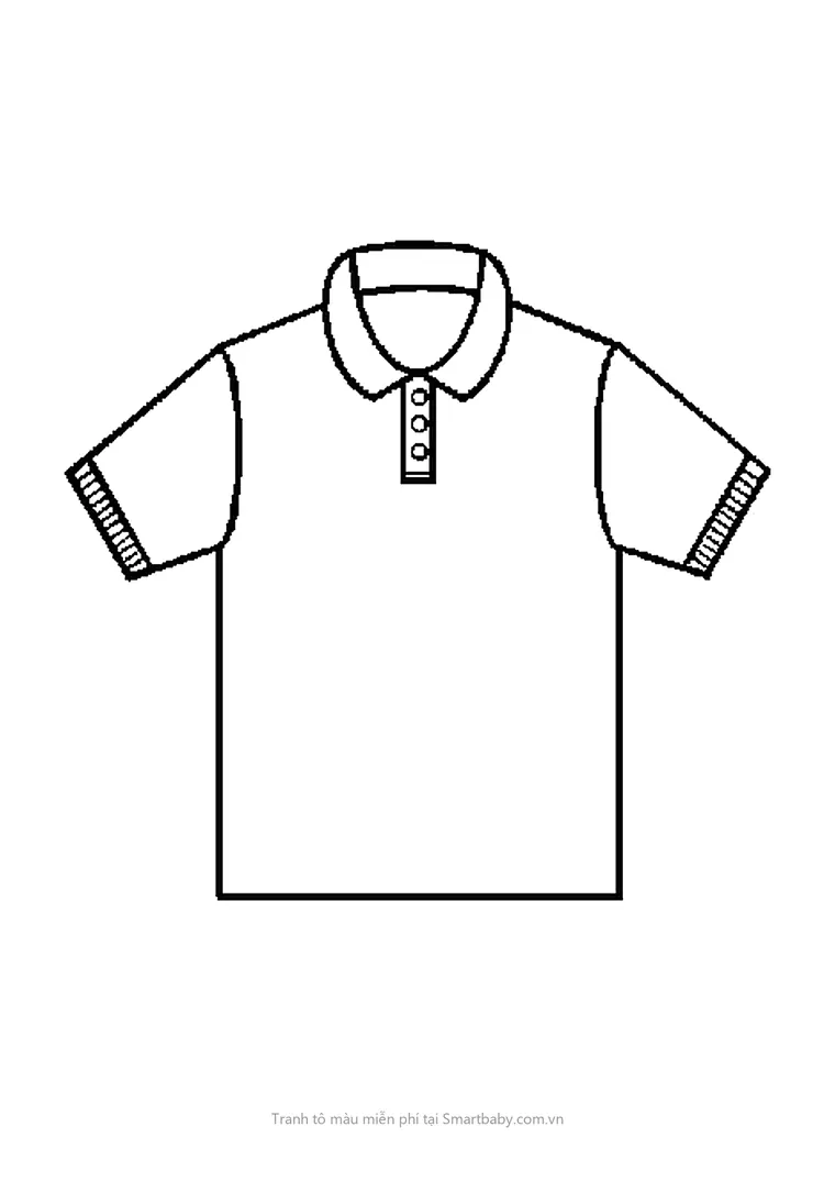 Tranh tô màu quần áo – áo thun cổ bẻ ba khuy