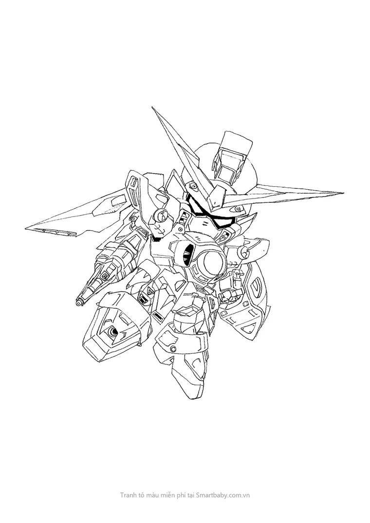 Tranh tô màu robot Gundam – Gundam SD lao tới với cánh nhọn