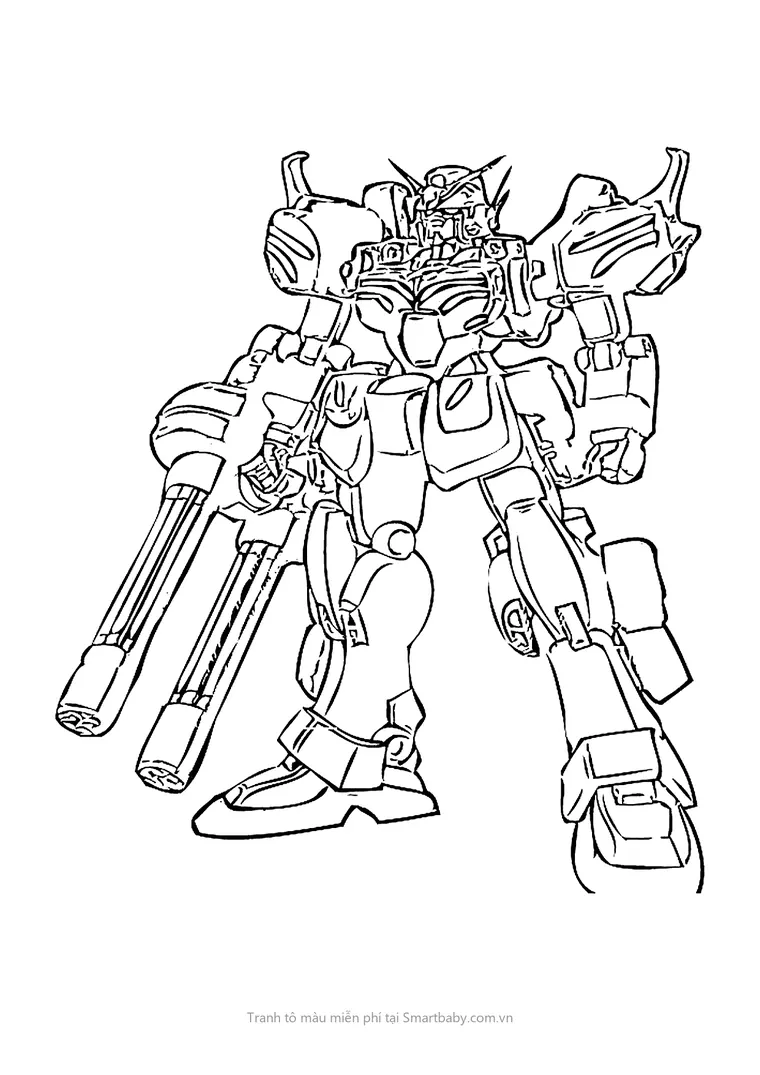 Tranh tô màu robot Gundam – Gundam vai to ôm súng hai nòng