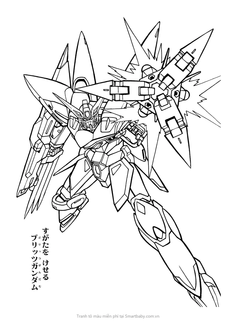 Tranh tô màu robot Gundam – Blitz Gundam giơ khiên móng vuốt