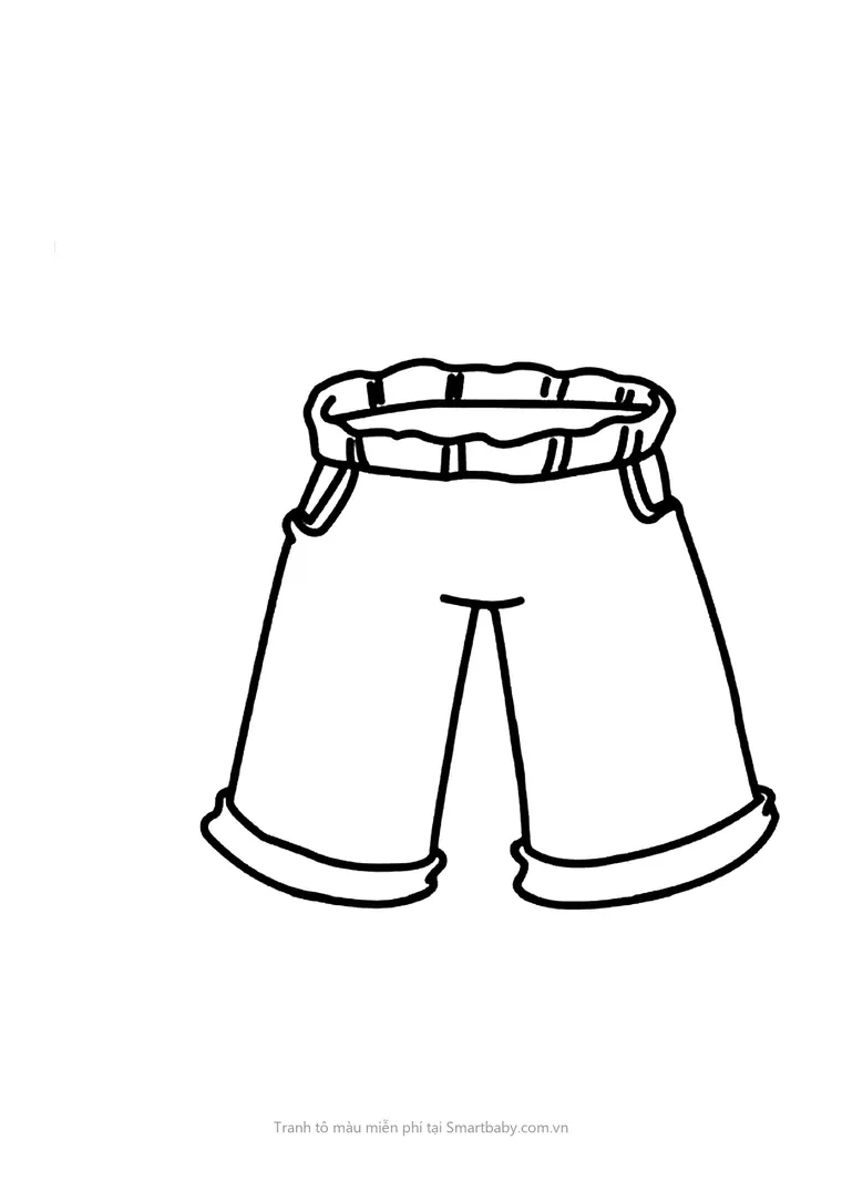 Tranh tô màu thời trang – quần short cạp chun gấu lật