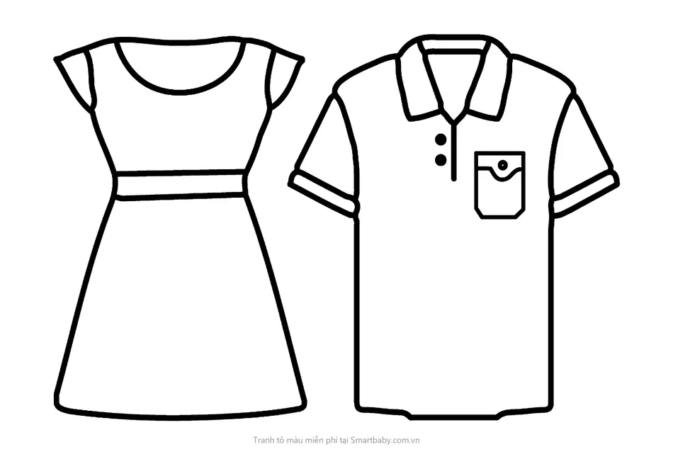 Tranh tô màu thời trang – váy liền và áo polo
