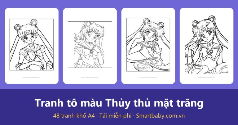 Tranh tô màu Thủy thủ mặt trăng: 48 mẫu Sailor Moon cho bé gái