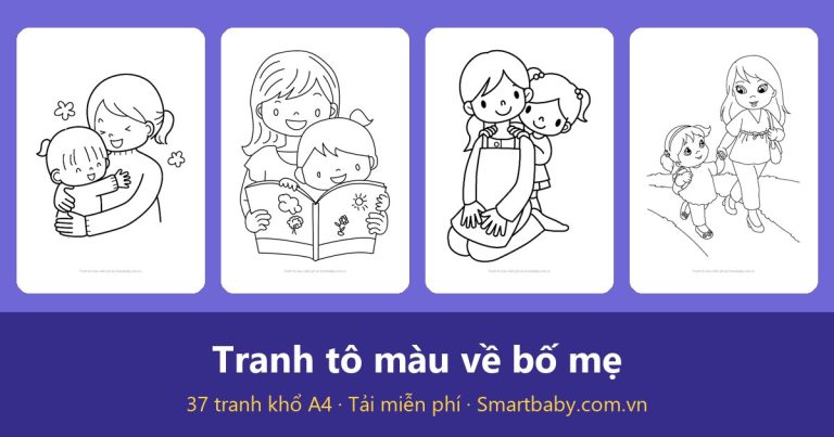 Tranh tô màu về bố mẹ: 37 mẫu bé tặng ba mẹ yêu thương